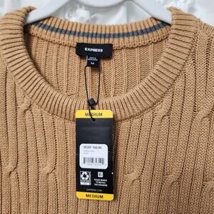 Express NWT Men's Gold Crew Neck Cable Knit Sweater Medium